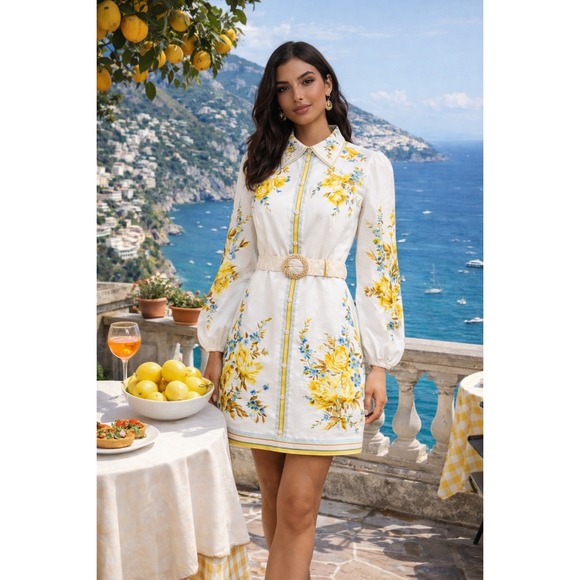 Zimmermann Dresses & Skirts - Zimmermann Halcyon Belted Floral Linen Dress US 4 Resort Luxury🌼